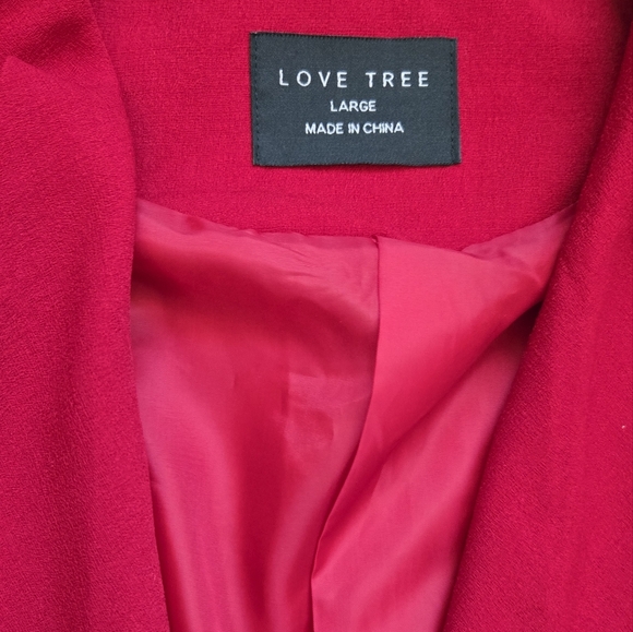 Red Love Tree Draped Waterfall Open Blazer Size Large - Picture 5 of 10